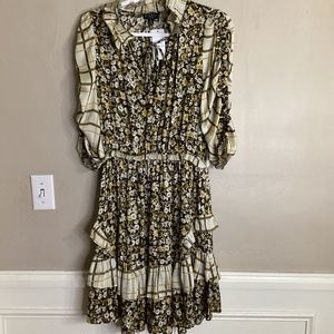 NWT Current Air Los Angeles Floral Split Tie Neck Layered Dress Medium M  Size M